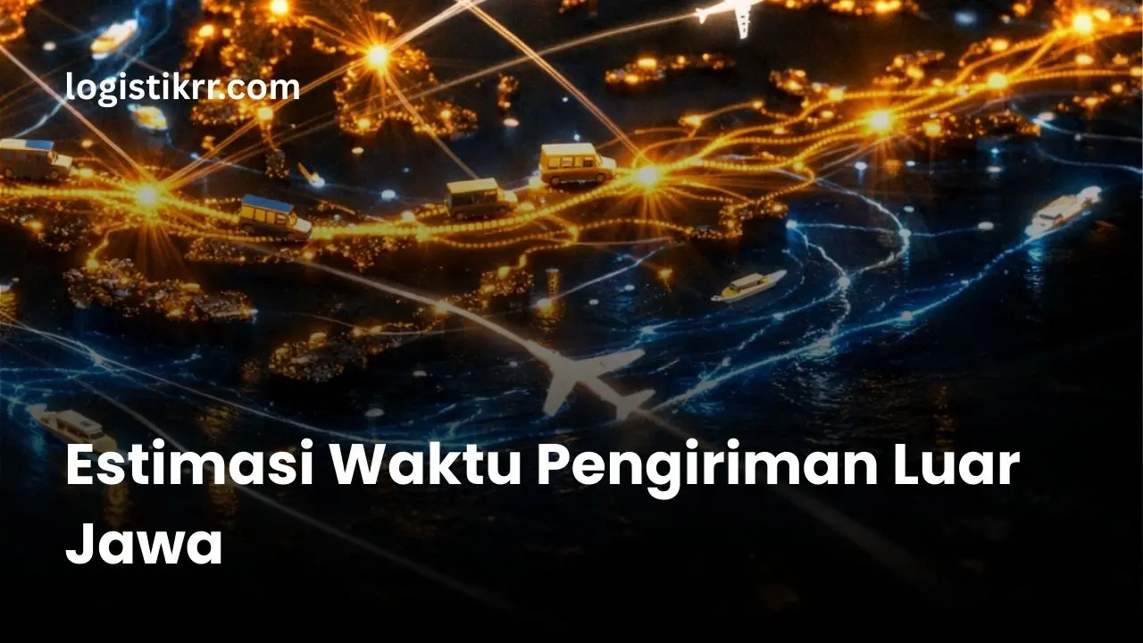 Peta rute pengiriman luar Jawa dengan estimasi waktu logistik darat, laut, dan udara