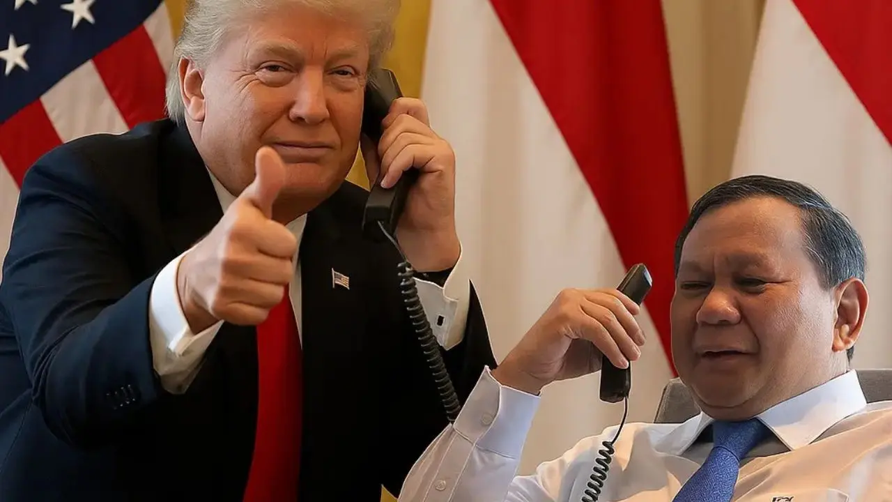Presiden AS dan Indonesia berjabat tangan dalam acara penandatanganan kesepakatan dagang