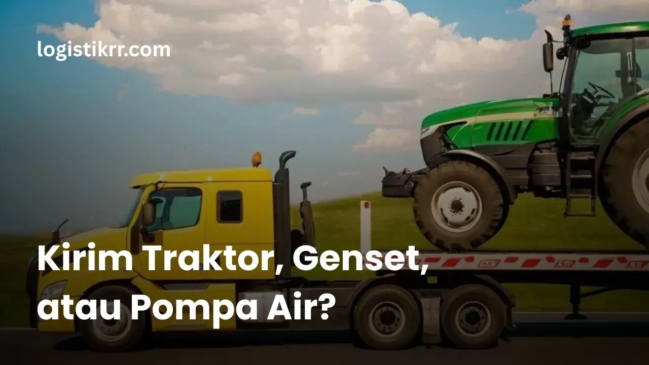 Proses pengiriman traktor dengan truk khusus